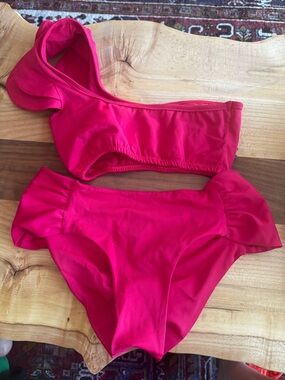 Hot Pink One-Shoulder Bikini Set